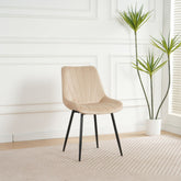 Pachet 3+1 Scaun dining bej cu cadru metalic fix si sezut textil Lisse A866 HARO